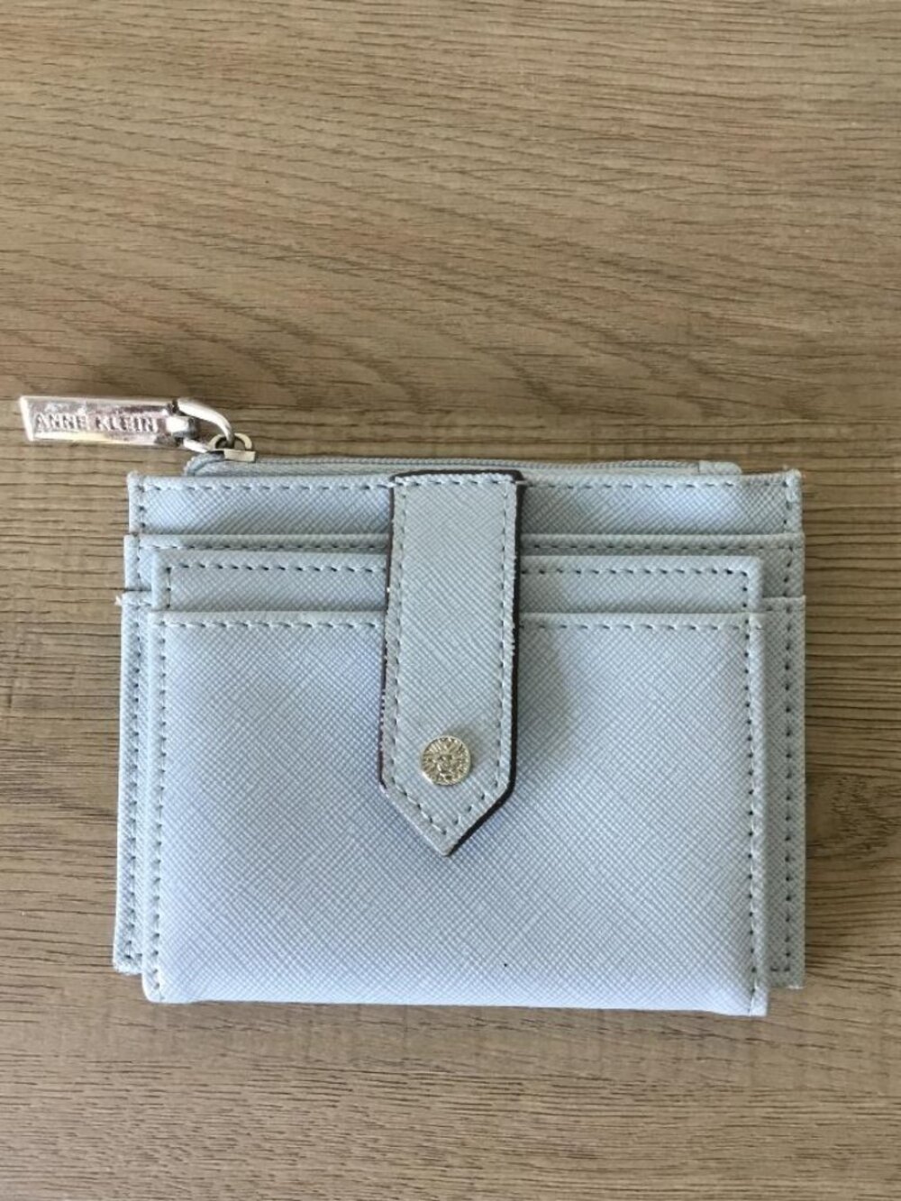 Anne Klein Blue Zip Wallet Card Holder with ID Window, Credit Card Slots